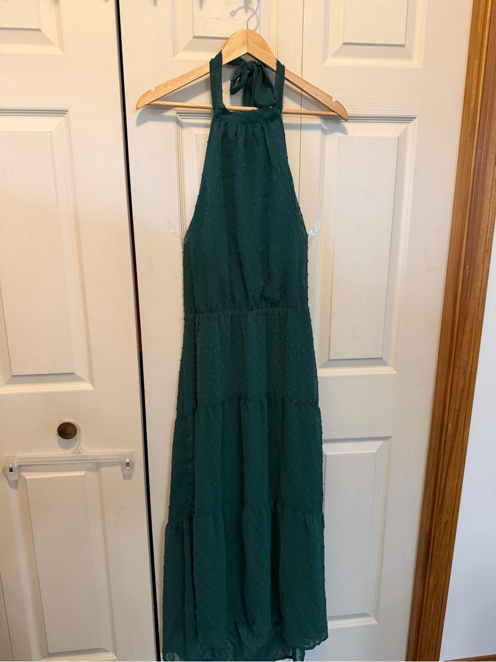 Women's Halter Tiered Maxi Dress in Dark Green